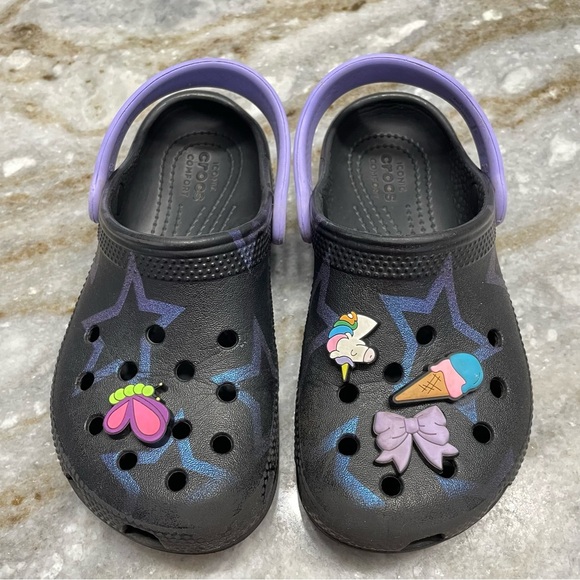 Crocs‎ Classic Disco Dance Party Clog K Stars Black Sandals 208084 Toddler 12 - Picture 2 of 10
